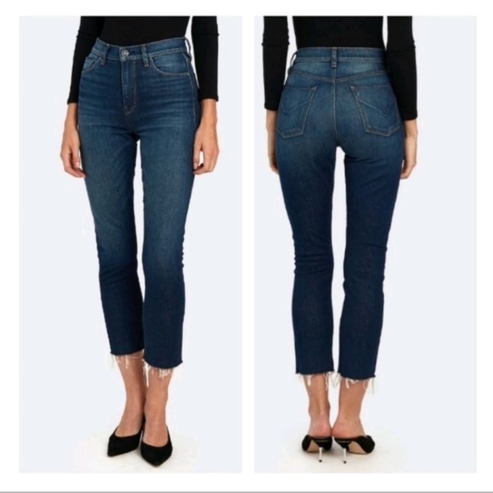 HUDSON Holly Straight High-Rise Cropped Fringe Hem‎ Denim Jeans Women's Size 24